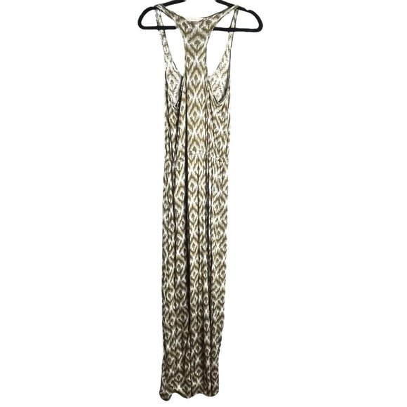 Michael Stars Dress Size OS Green Maxi Ikat Print Racerback Jersey Boho Beach - Picture 4 of 7
